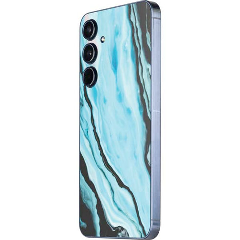 Aqua Blue Marble Ink Galaxy A55 5G Skin